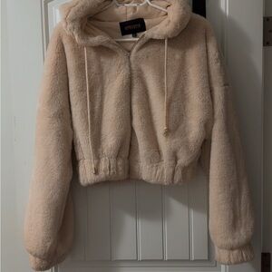 Cozy Tan Teddy Jacket with Hood